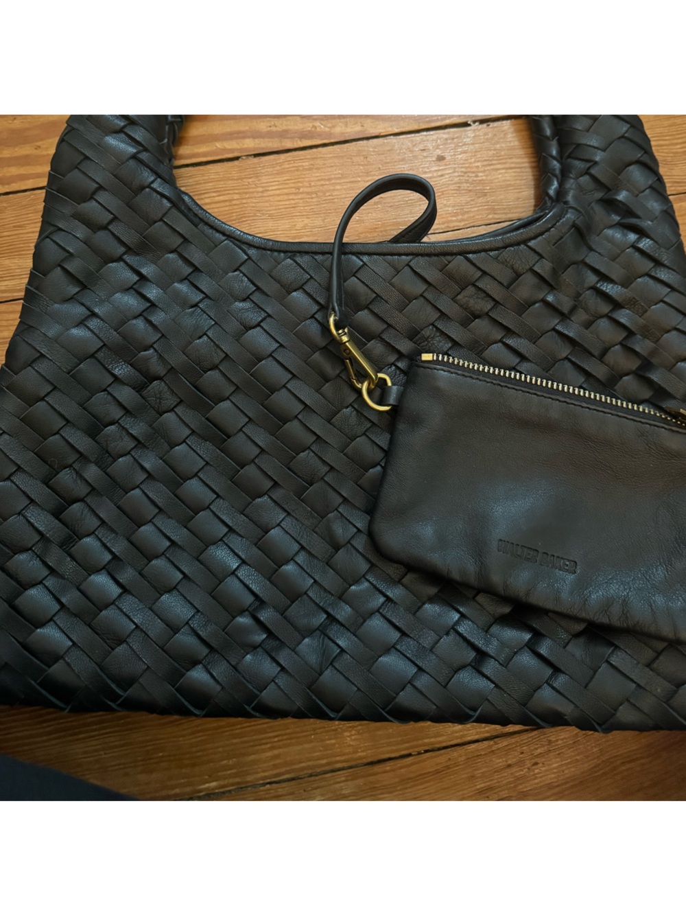 Walter Baker Woven Leather Tote Bag - Black